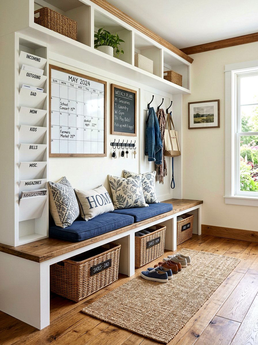 Mudroom Command Center - 30 mail organization ideas