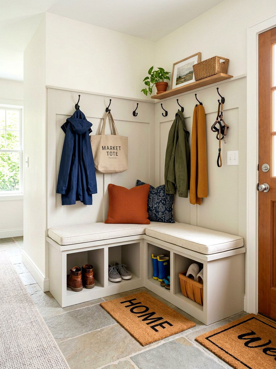 Mudroom Corner Nook - 30 mudroom aesthetic ideas