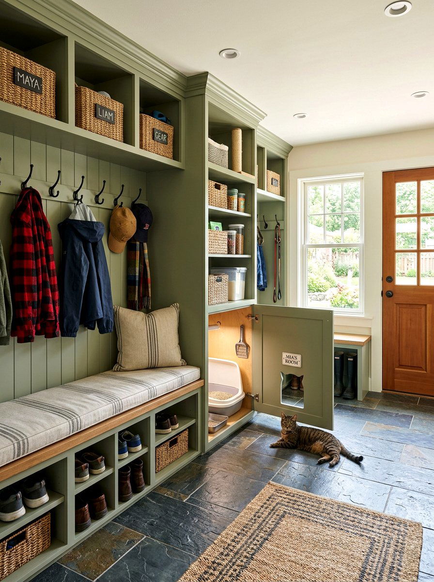 Mudroom Cubby Litter Box - 30 hidden litter area ideas aesthetic