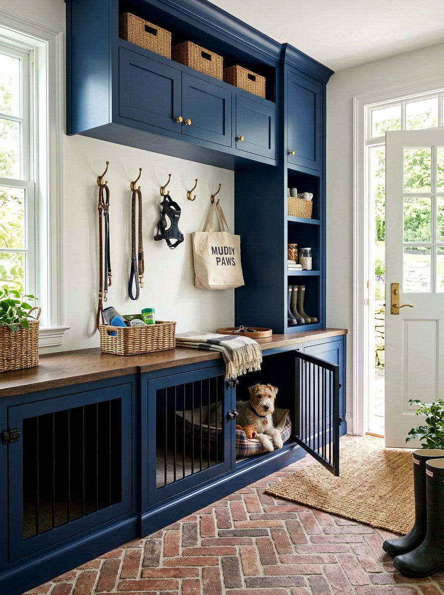 Mudroom Dog Crate Built In