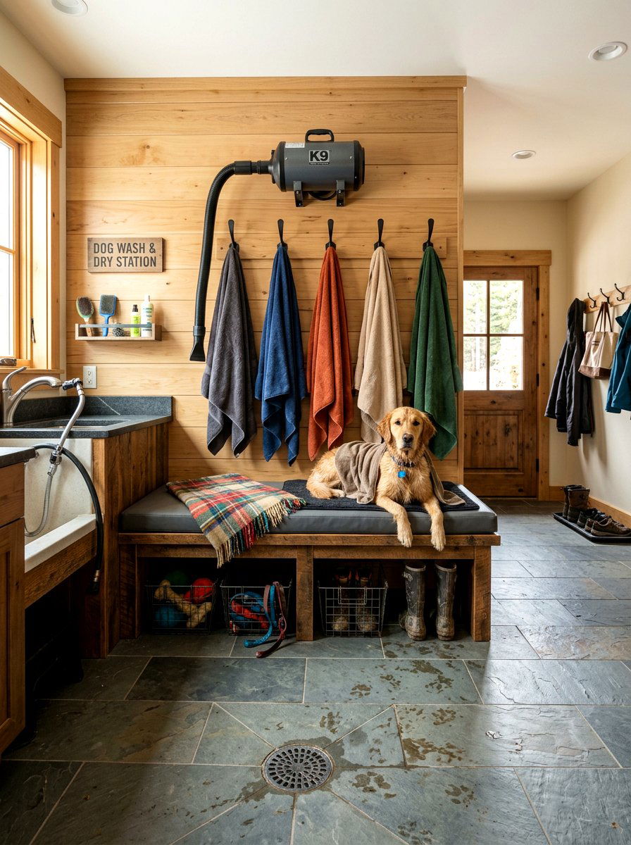 Mudroom Dog Drying Station - 30 mudroom pet station ideas