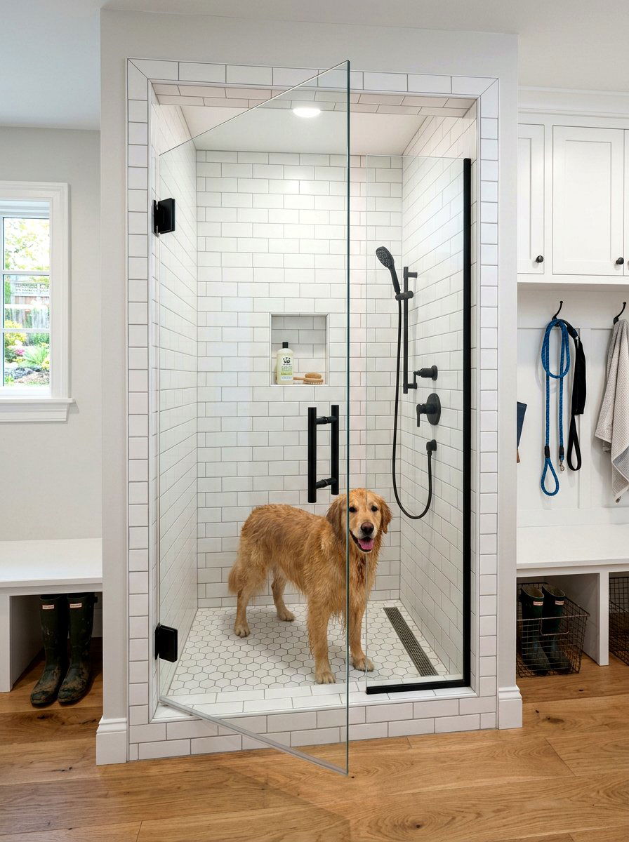 Mudroom Dog Wash Glass Door - 30 mudroom pet station ideas aesthetic