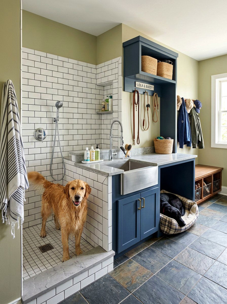 Mudroom Dog Washing Station - 30 dog bedroom decor ideas