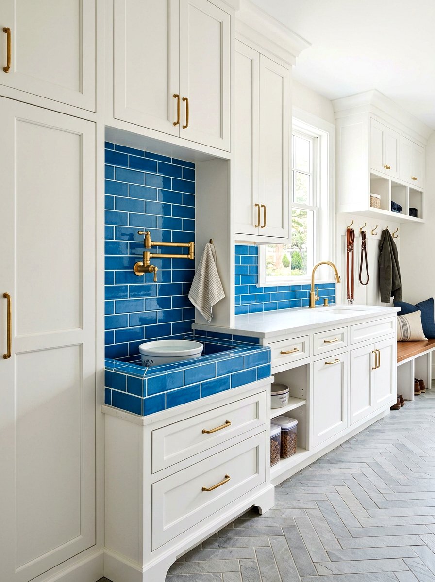 Mudroom Dog Water Pot Filler - 30 mudroom pet feeding ideas