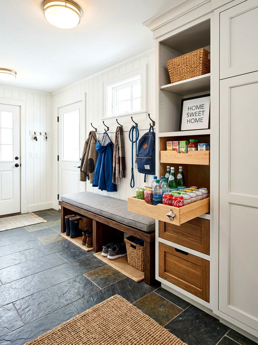 Mudroom Drink Storage - 30 beverage drawer ideas