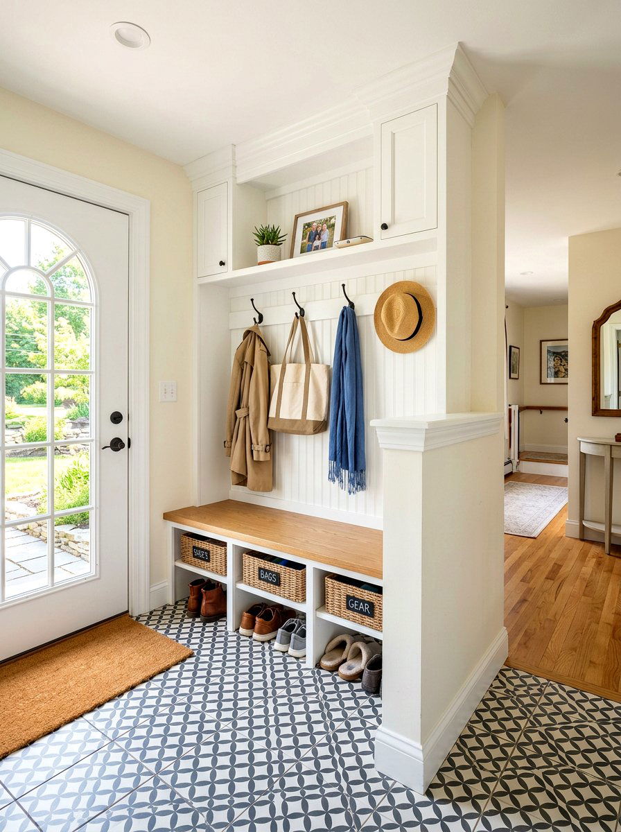 Mudroom Drop Zone Wall - 30 half wall zoning ideas
