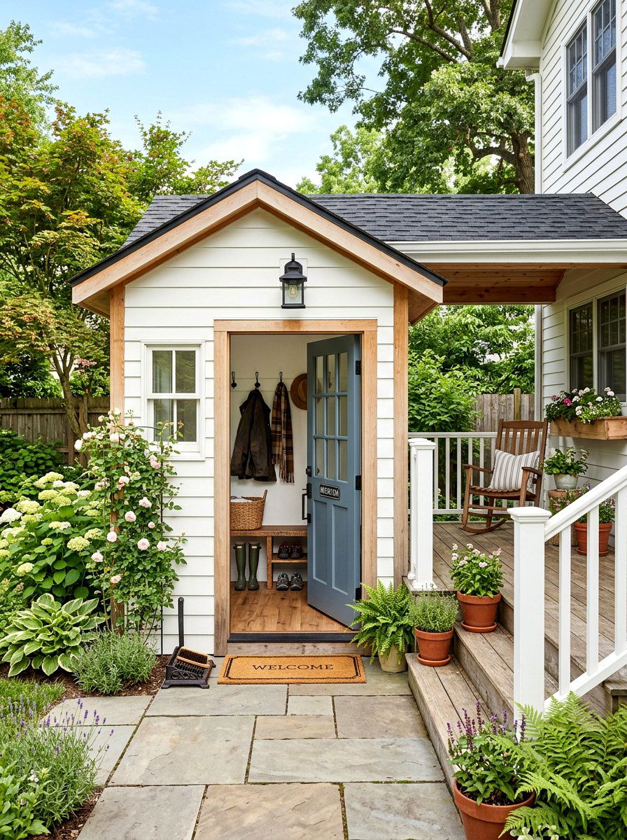 Mudroom Entry Shed - 30 farmhouse shed ideas