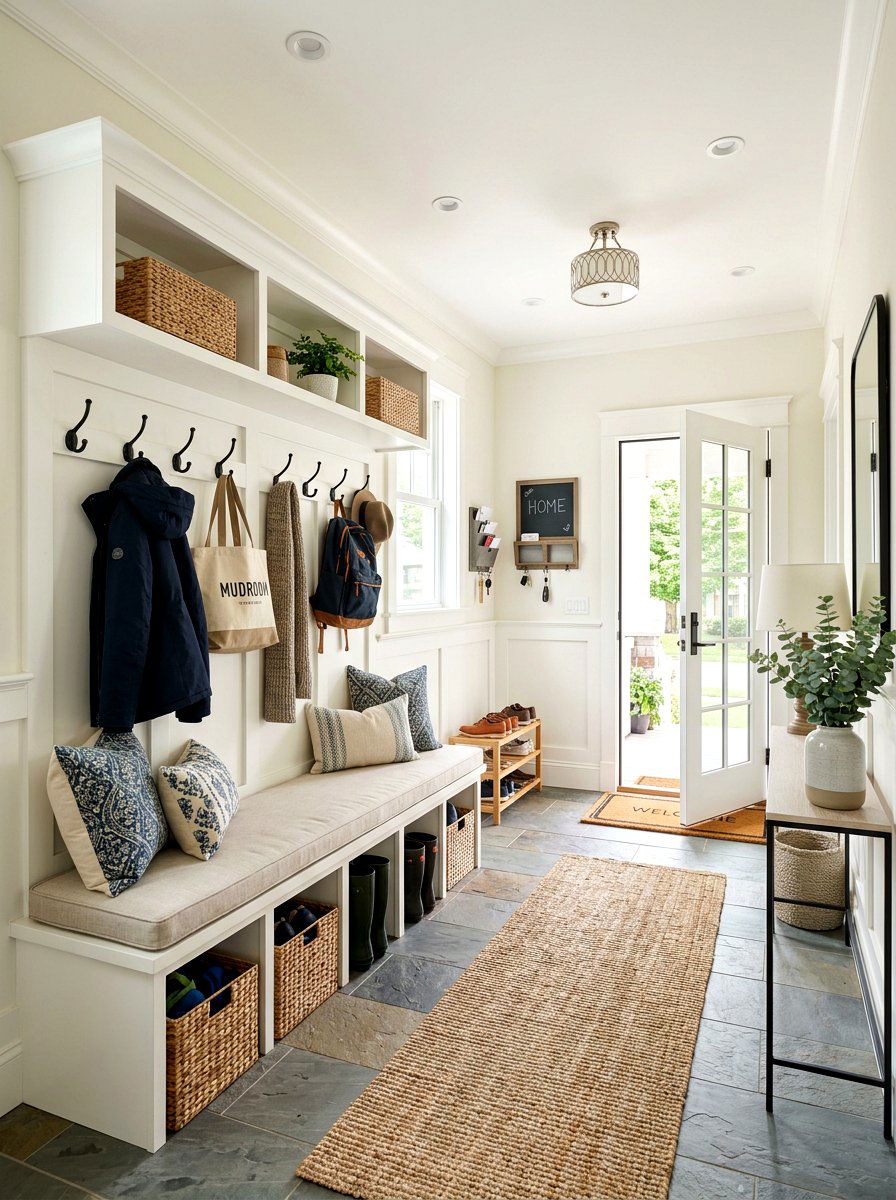Mudroom Entryway Storage Bench - 30 Nancy Meyers entryway ideas