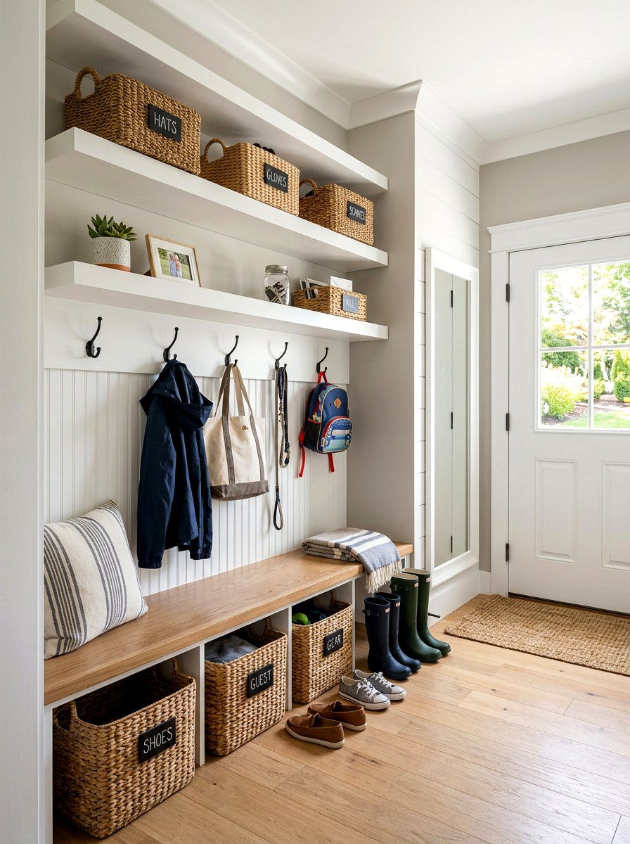 Mudroom Floating Shelves - 30 floating shelf ideas