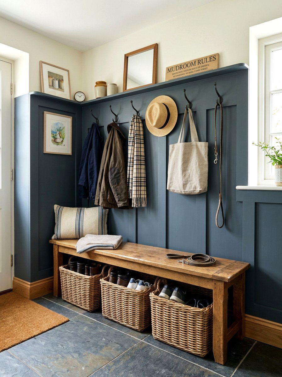 Mudroom Functional Dark Lower Wall - 30 two tone wall paint ideas
