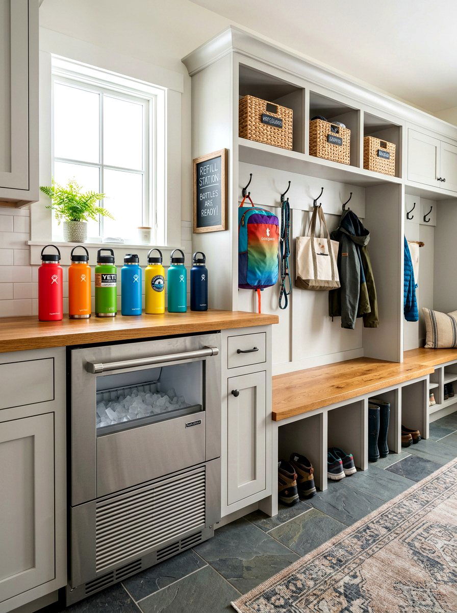 Mudroom Ice Maker Station - 30 ice maker nook ideas