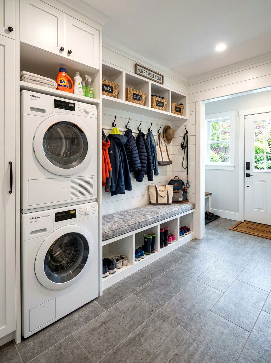 Mudroom Laundry Combo - 30 stacked washer dryer ideas