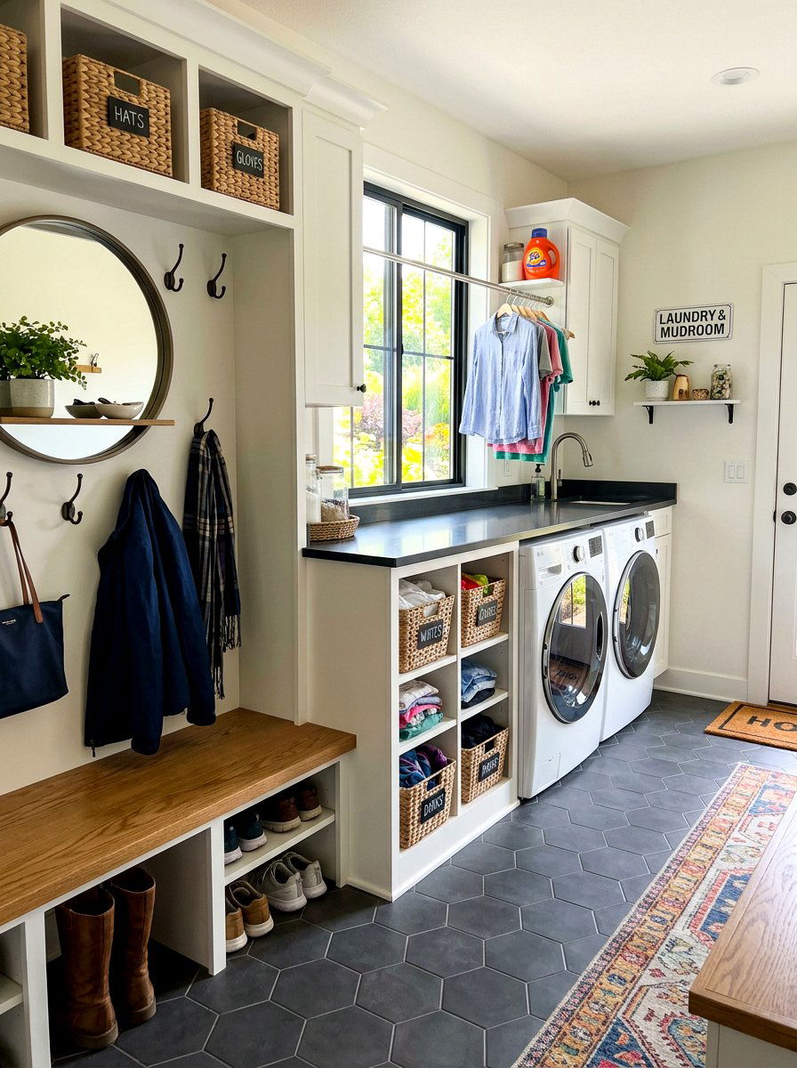 Mudroom Laundry Station - 30 laundry sorting station ideas