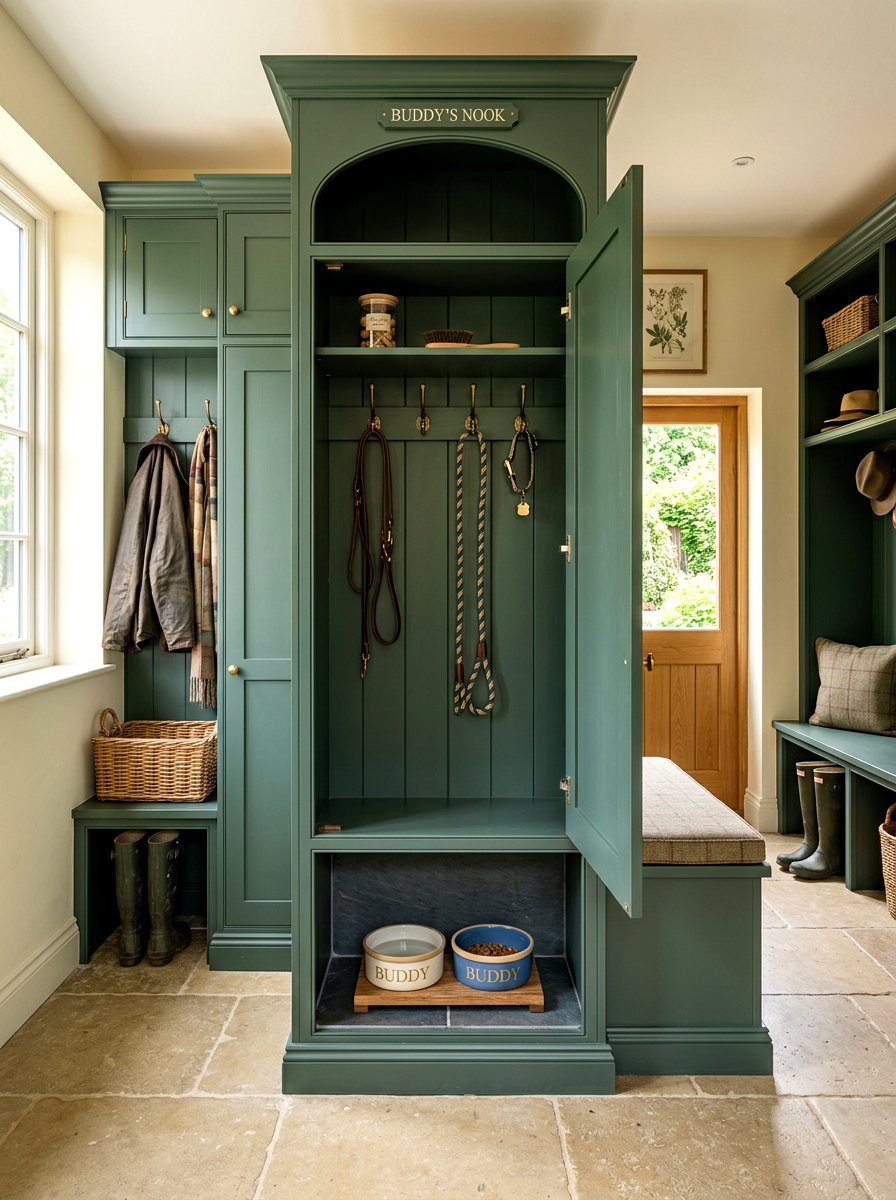 Mudroom Locker Pet Station - 30 mudroom pet feeding ideas
