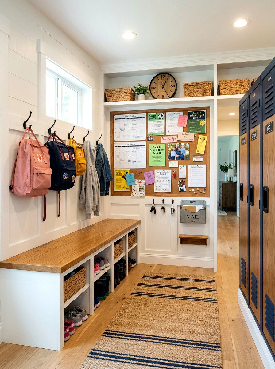 Mudroom Message Center - 30 family message center ideas