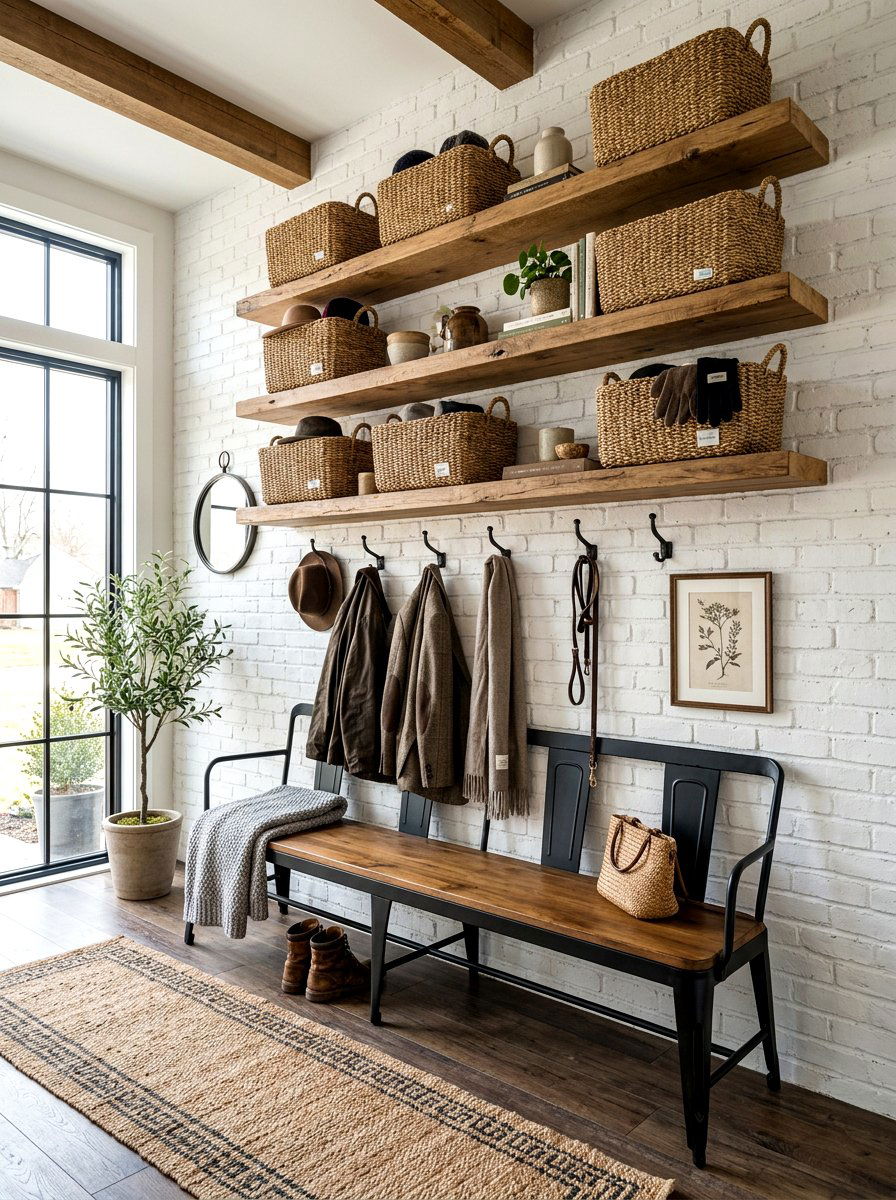Mudroom Open Shelving - 30 mudroom storage ideas