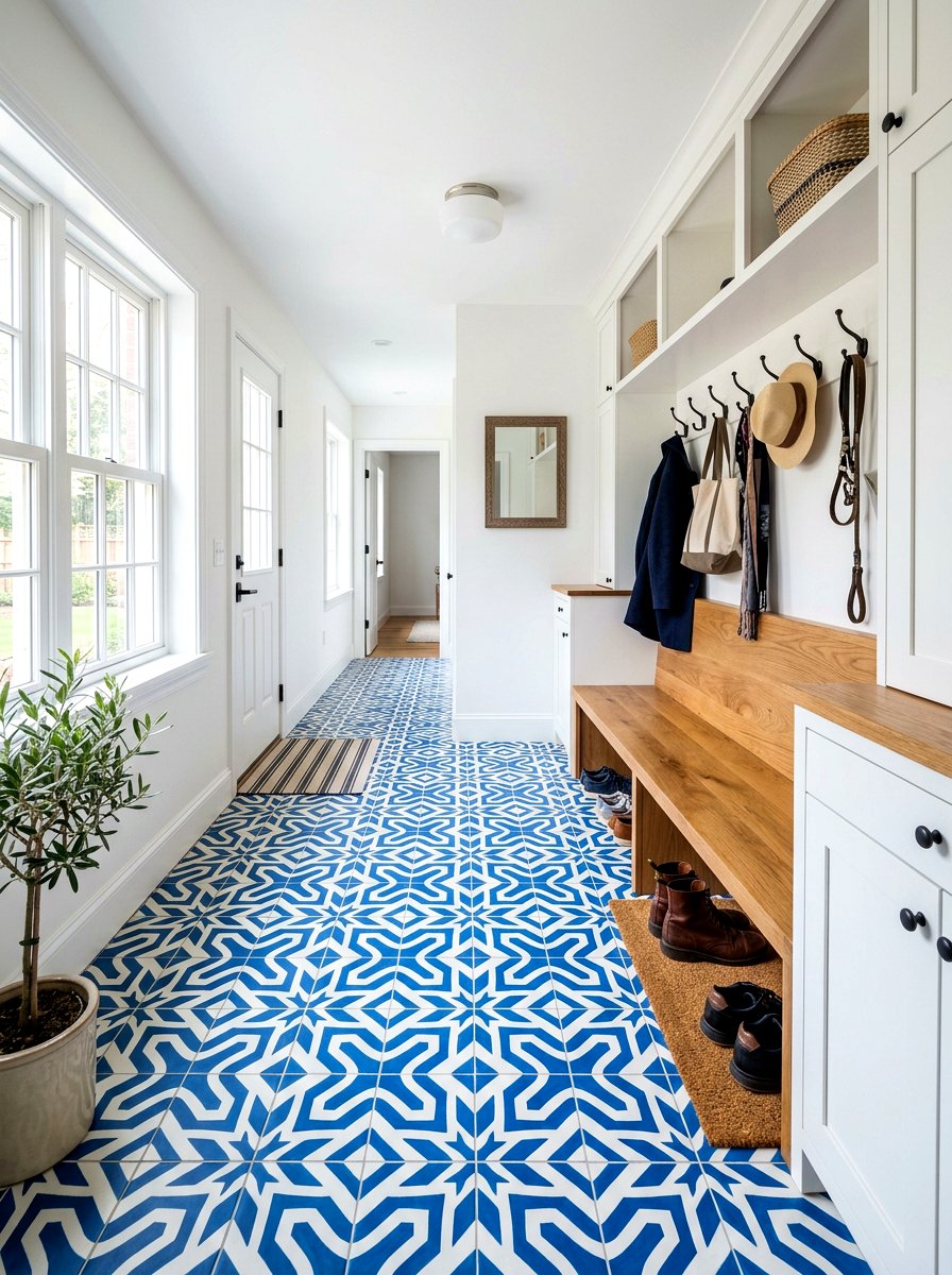 Mudroom Patterned Tile - 30 mudroom aesthetic ideas