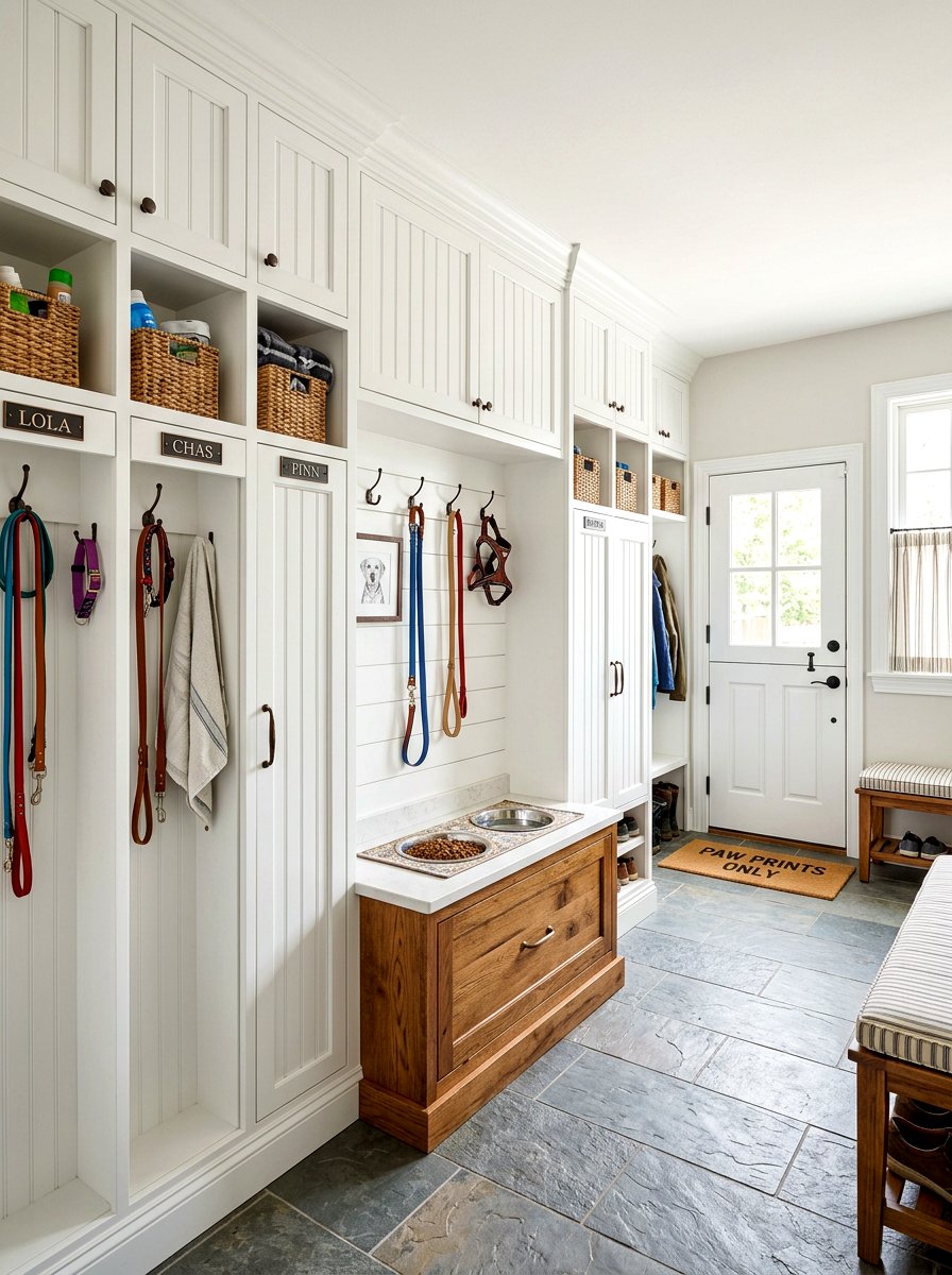 Mudroom Pet Feeding Station - 30 dog bowl drawer ideas