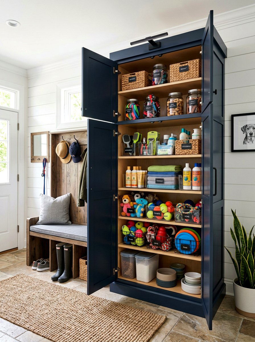 Mudroom Pet Supply Cabinet - 30 mudroom pet station ideas