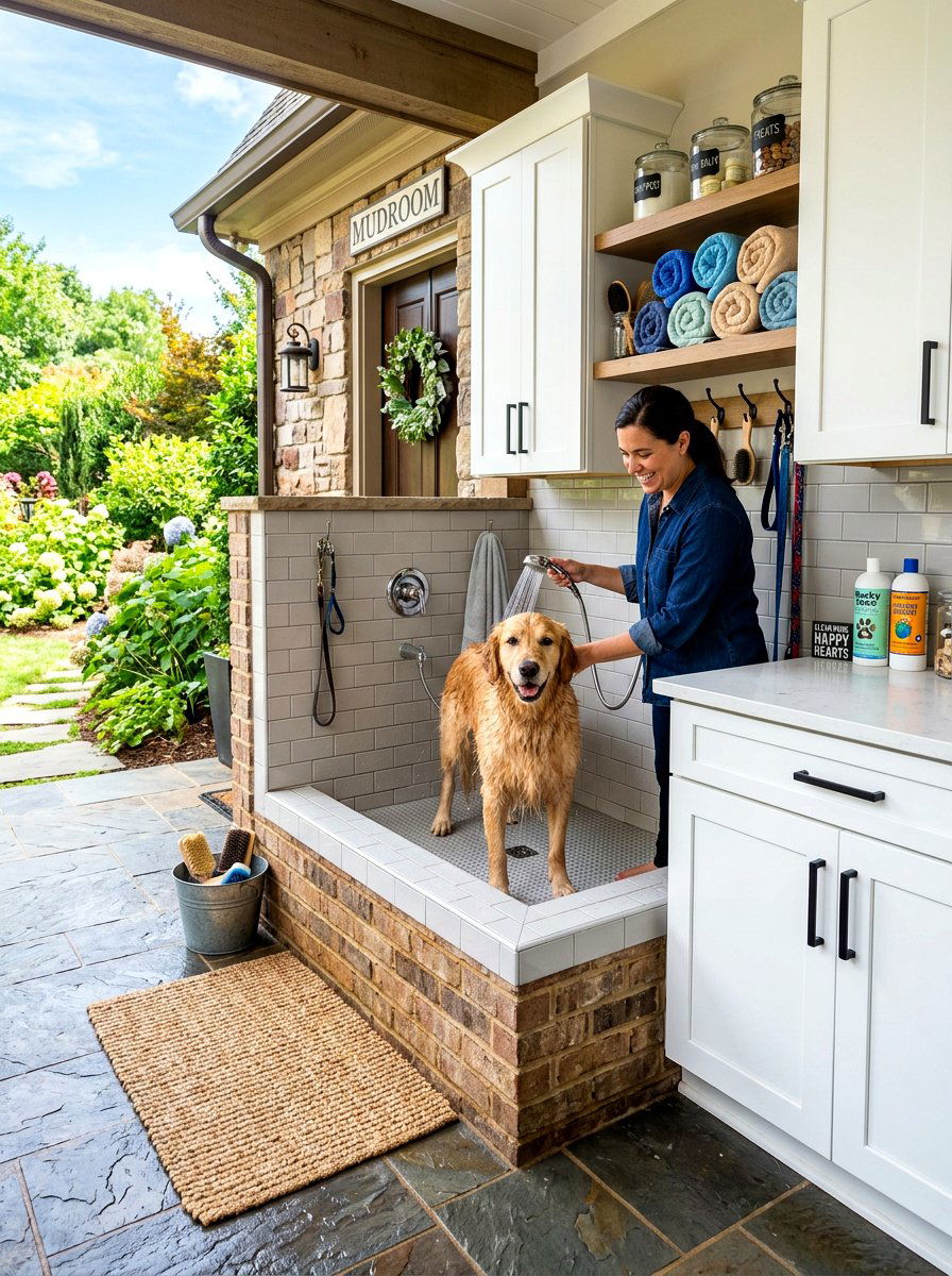 Mudroom Pet Washing Station - 30 multipurpose room ideas