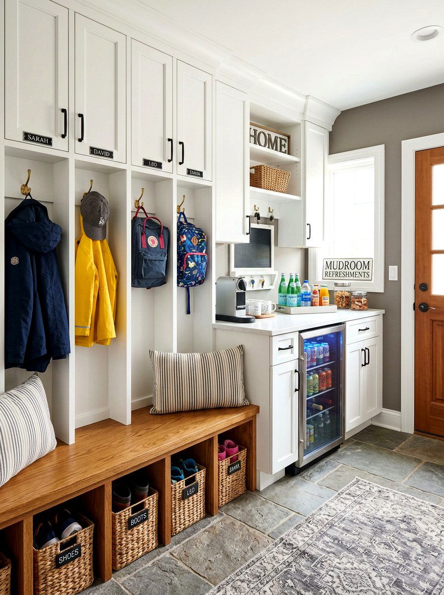 Mudroom Refreshment Station - 30 beverage cooler cabinet ideas