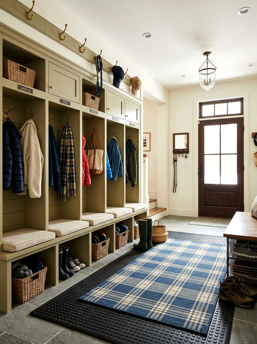 Mudroom Rug Layering With Rubber Base - 30 entrance rug layering ideas