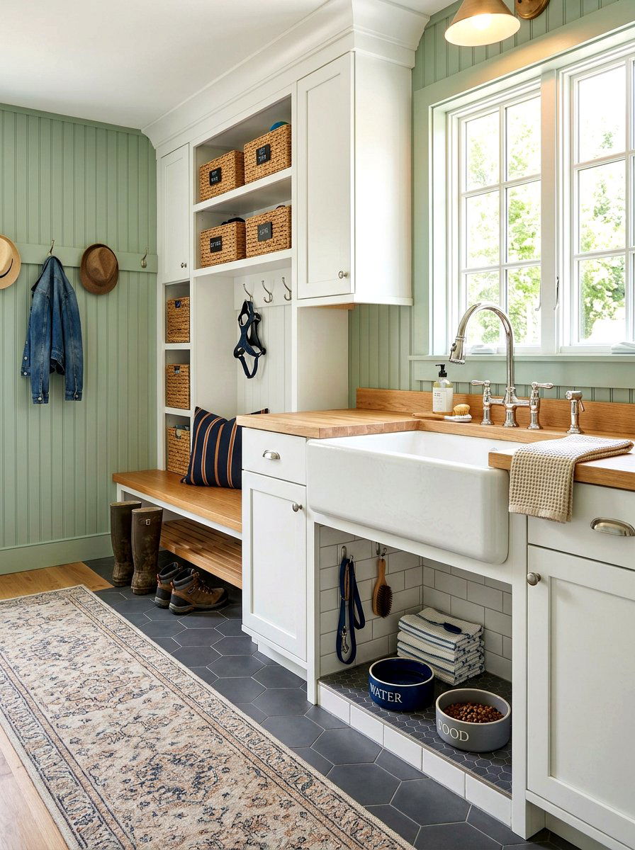 Mudroom Sink Pet Station - 30 mudroom pet feeding ideas