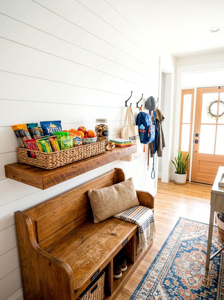 Mudroom Snack Shelf - 30 snack station ideas