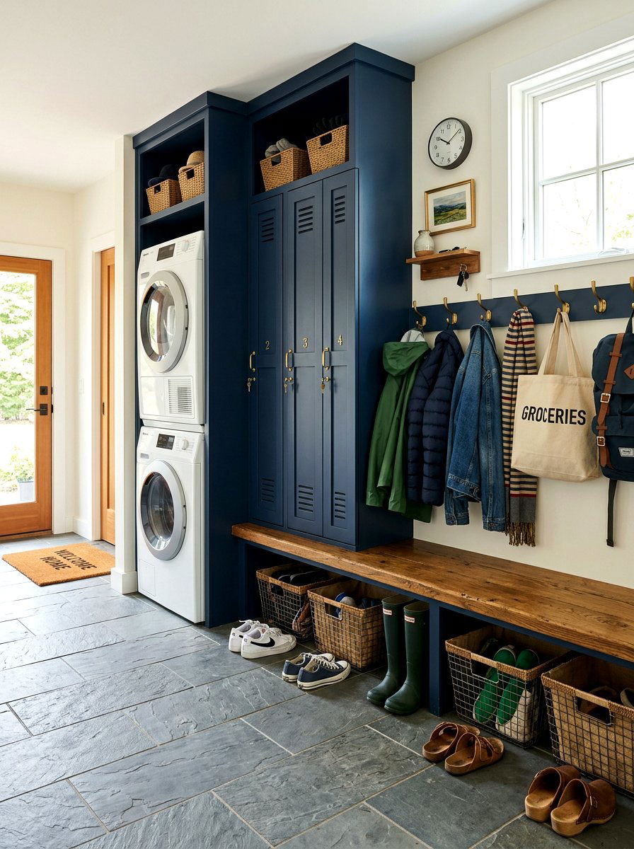 Mudroom Stacked Laundry - 30 stacked laundry closet ideas