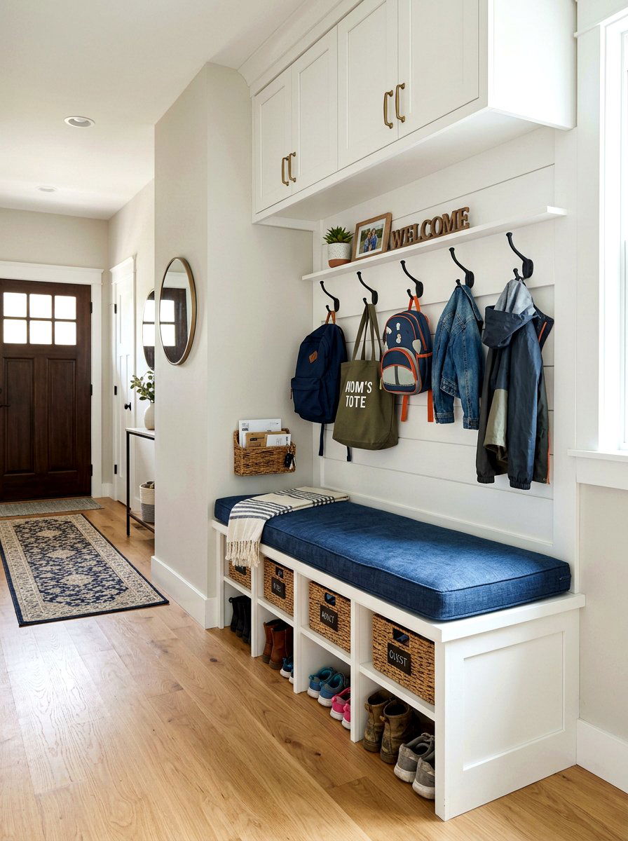 Mudroom Storage Bench - 30 hallway decor ideas