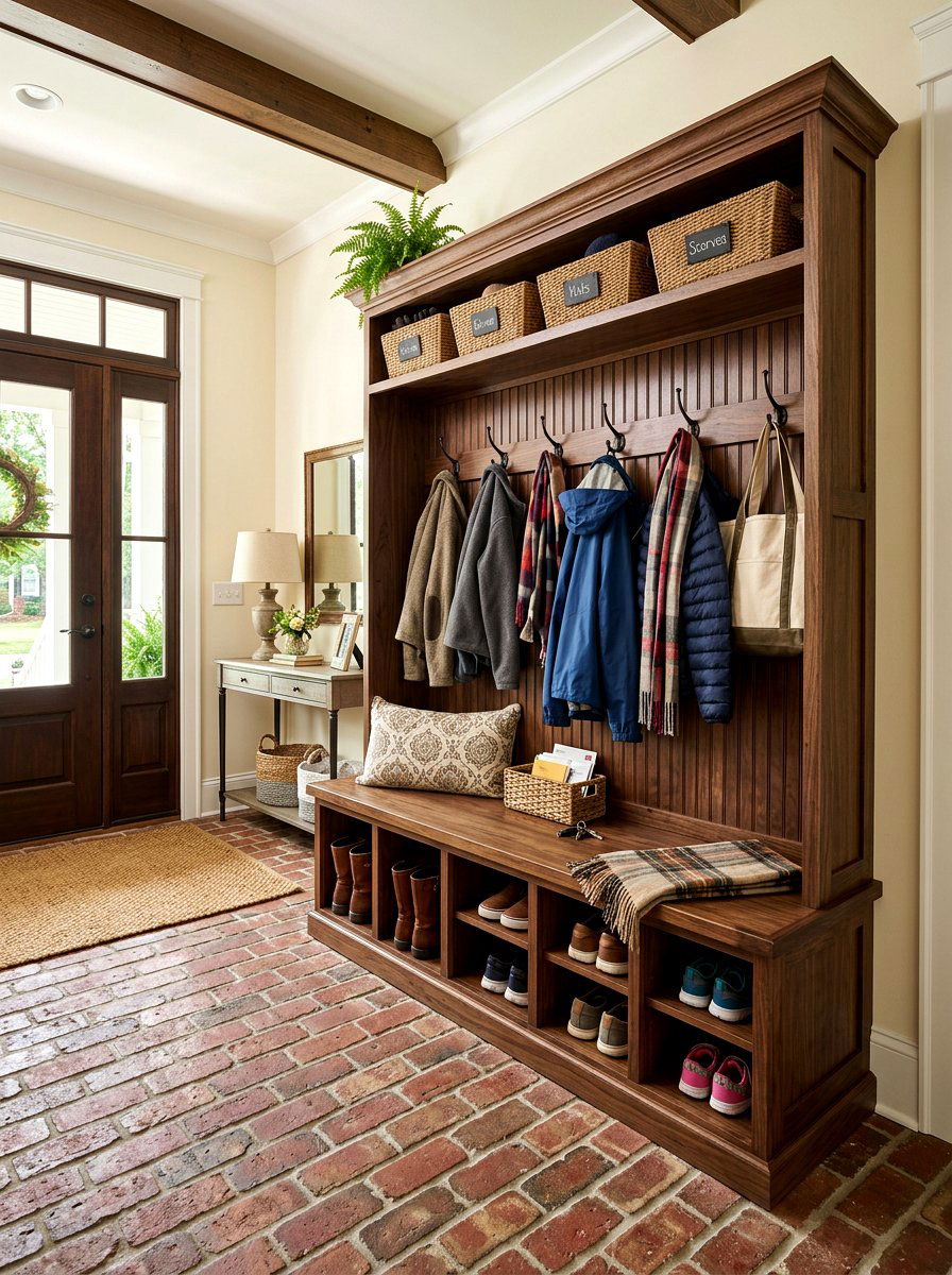 Mudroom Storage Bench - 30 old world entryway ideas