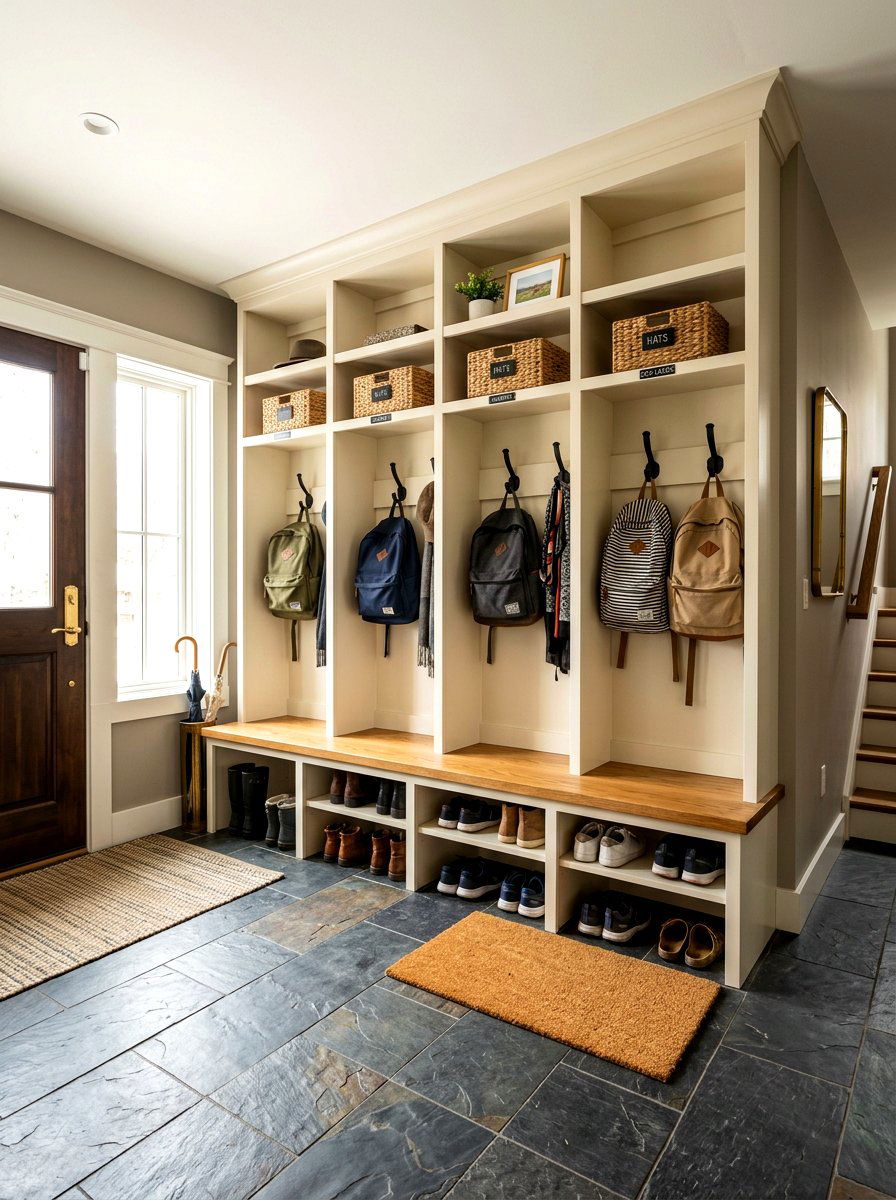 Mudroom Storage Cubby - 30 recessed shelf ideas