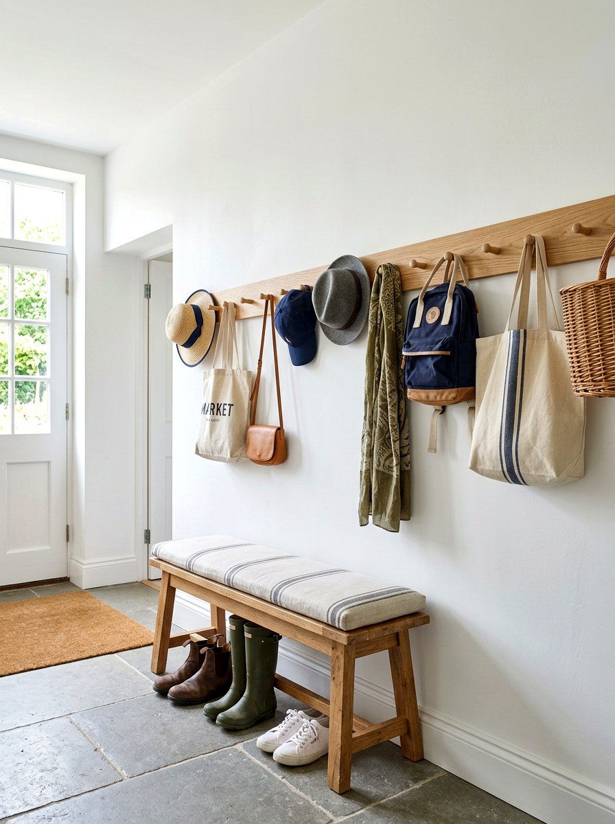 Mudroom Style Peg Rail - 30 entryway wall decor ideas