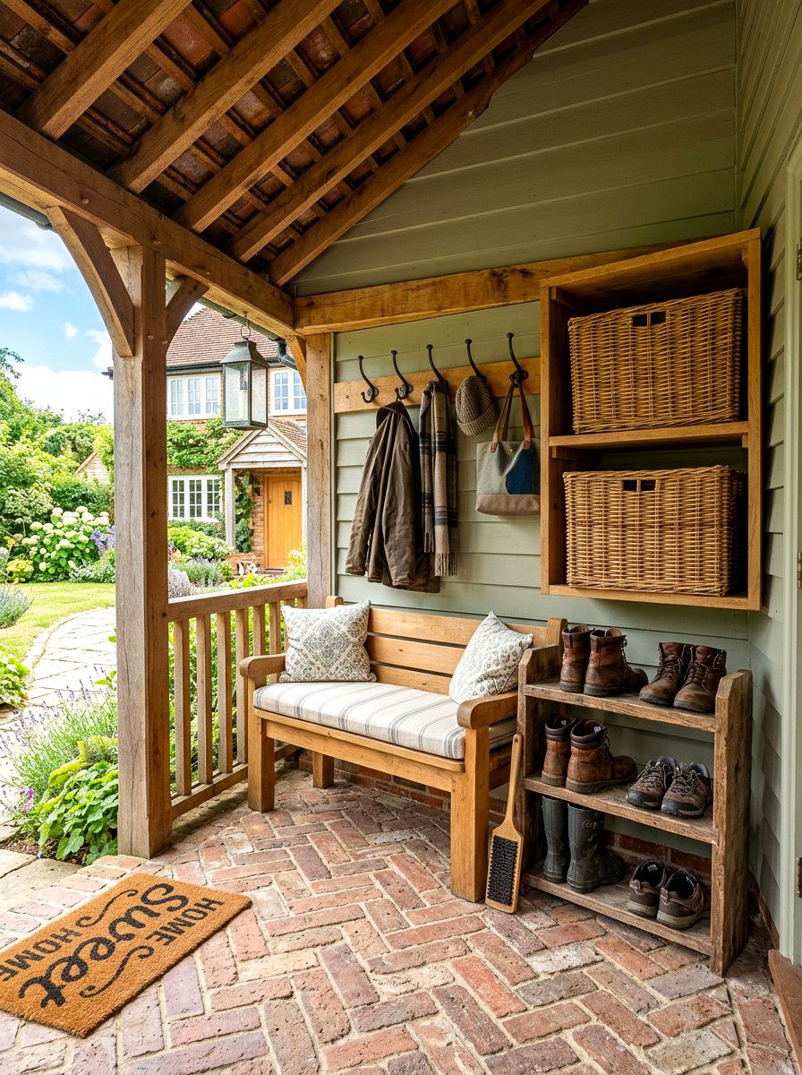 Mudroom Style Porch - 30 English cottage front porch ideas