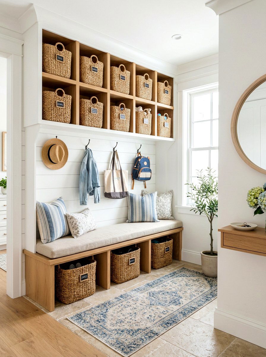 Mudroom Toy Basket Organization - 30 pet friendly mudroom ideas