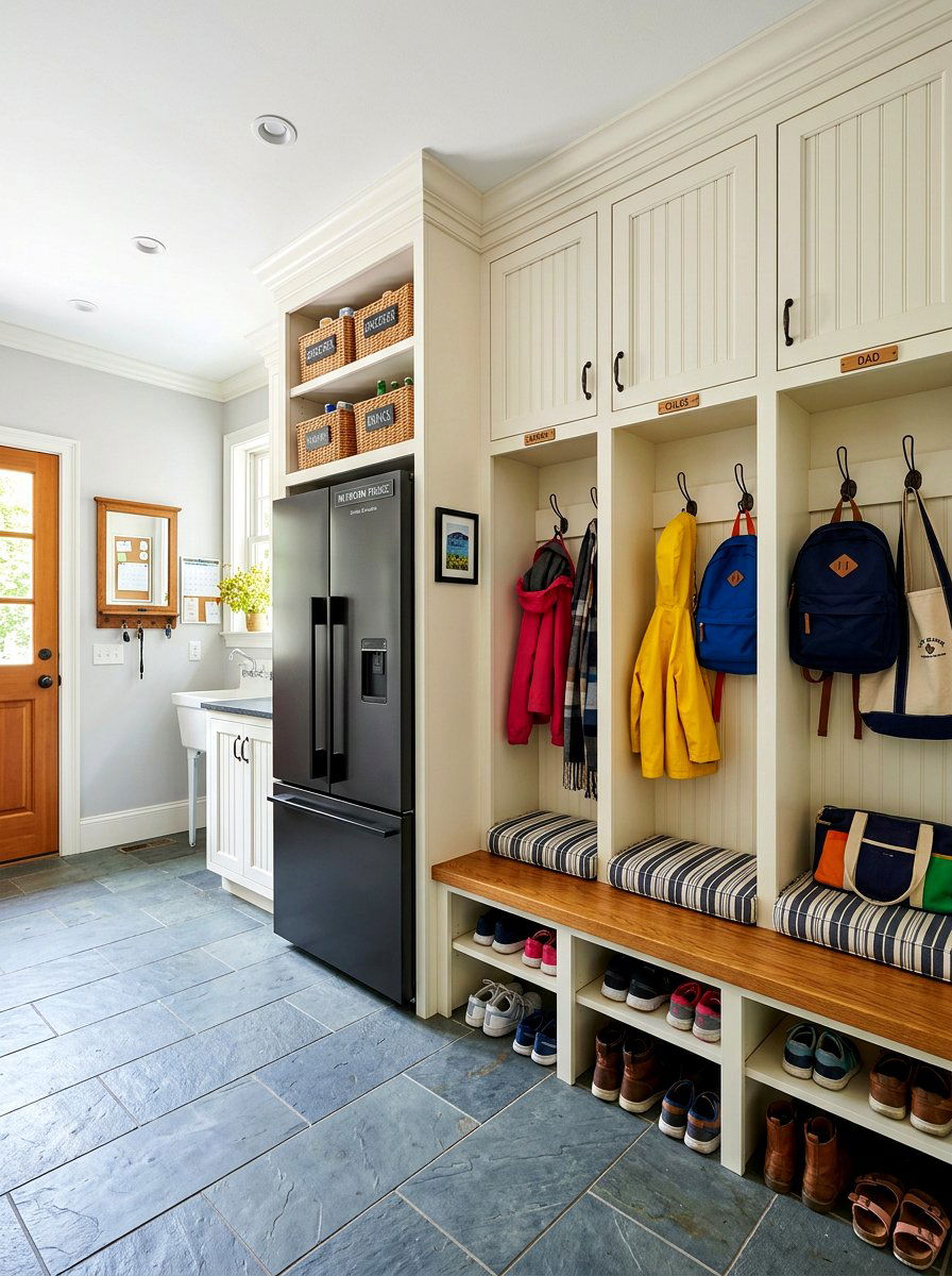 Mudroom Transition Zone Fridge - 30 hidden fridge ideas