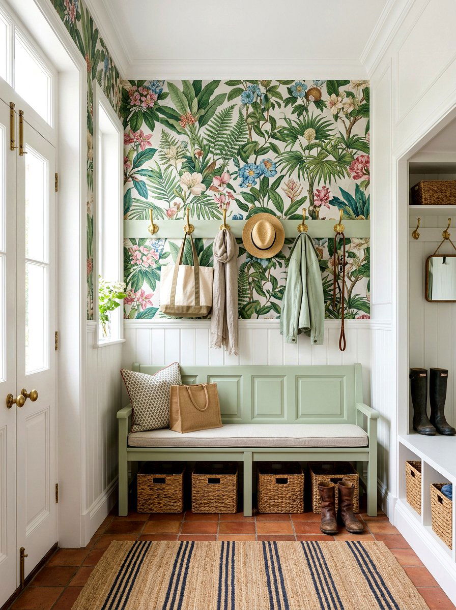 Mudroom Wallpaper Accents - 30 mudroom ideas