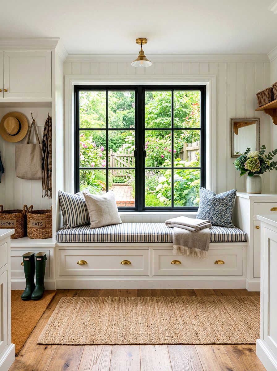Mudroom Window Seat - 30 English mudroom ideas