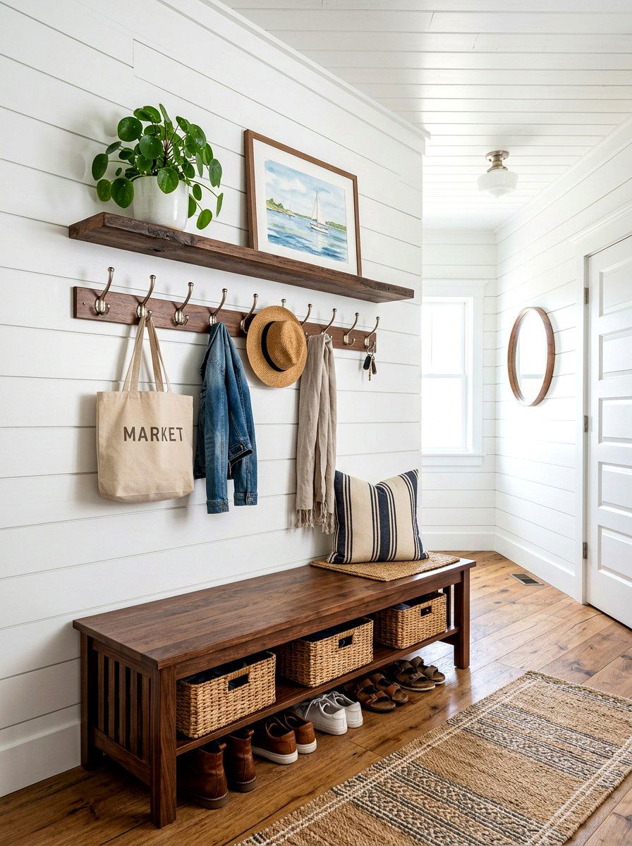 Mudroom With Shiplap - 30 entry closet mudroom ideas