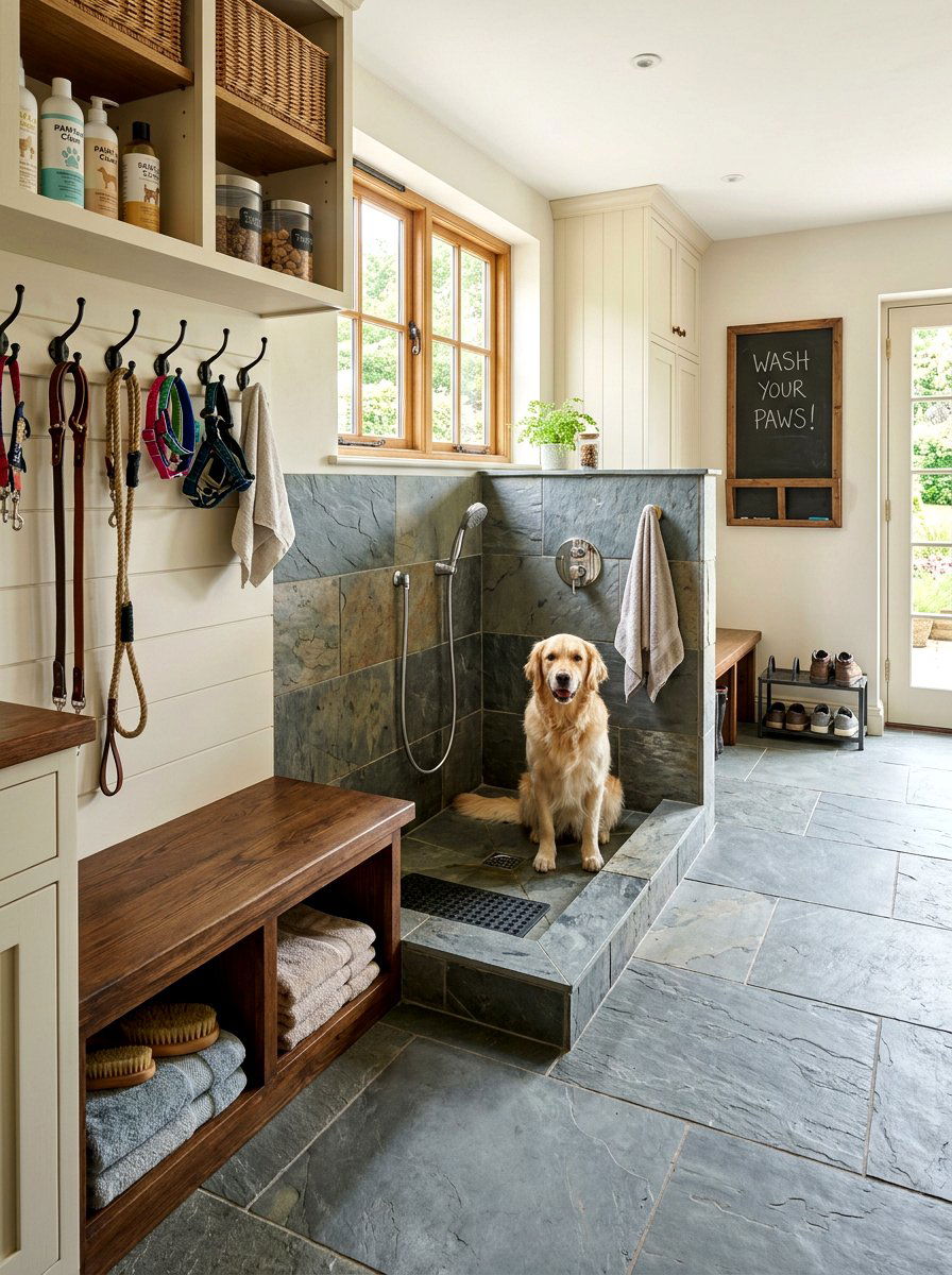 Mudroom dog shower - 30 dog washing station ideas