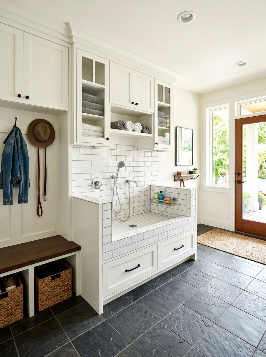 Mudroom dog wash station - 30 pet room ideas