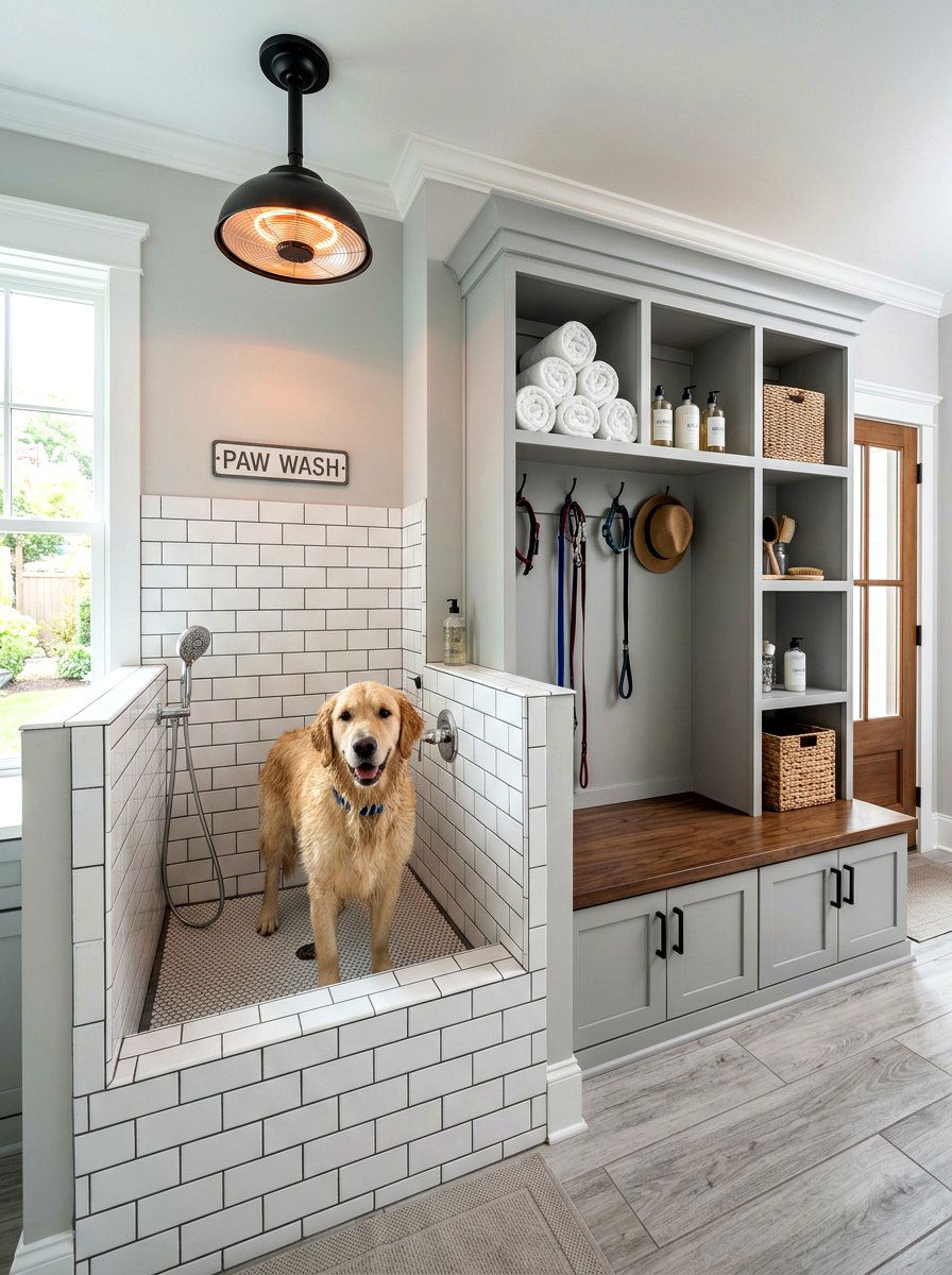 Mudroom dog wash with drying station - 30 mudroom dog wash ideas