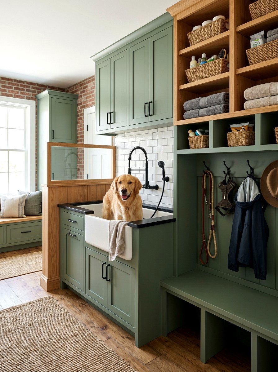 Mudroom dog wash with storage - 30 mudroom dog wash ideas