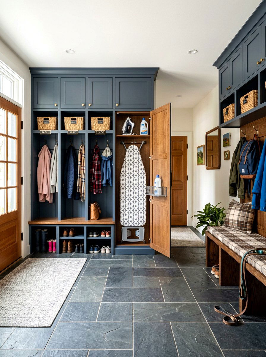 Mudroom ironing board storage - 30 ironing board storage ideas