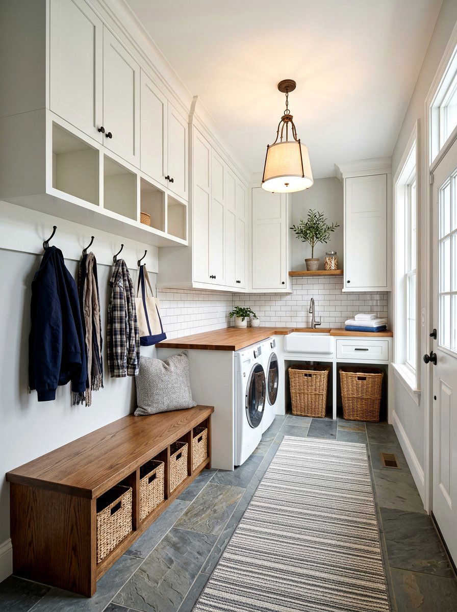 Mudroom laundry folding combo - 30 laundry room folding station ideas