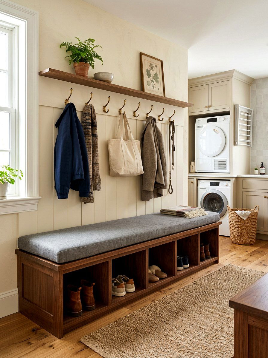 Mudroom laundry room bench - 30 mudroom laundry room ideas