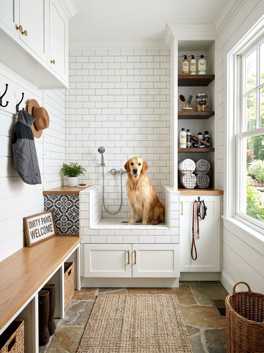 Mudroom pet wash station - 30 organizing a mudroom ideas