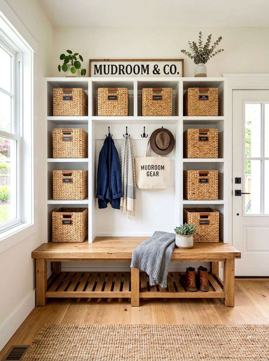 Mudroom storage baskets - 30 designer mudroom ideas