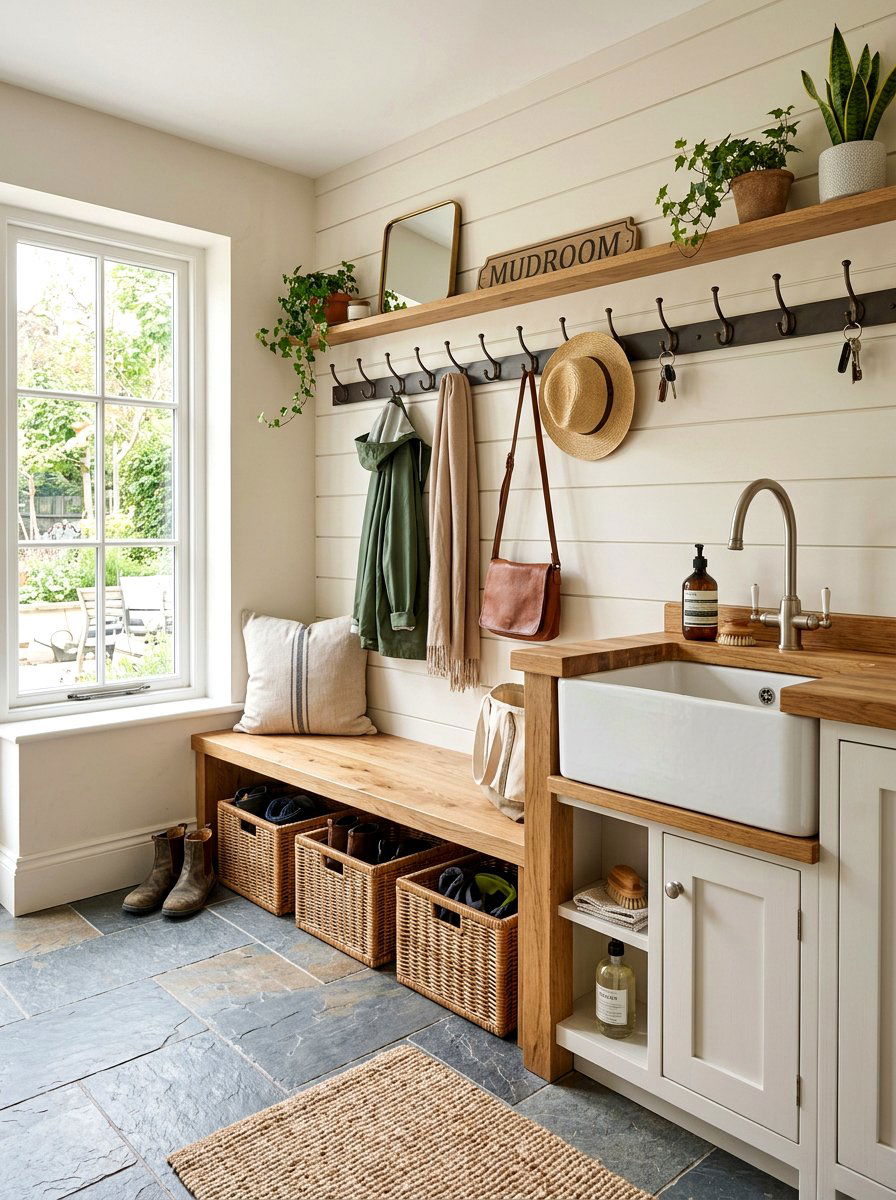 Mudroom utility station - 30 green cleaning station ideas
