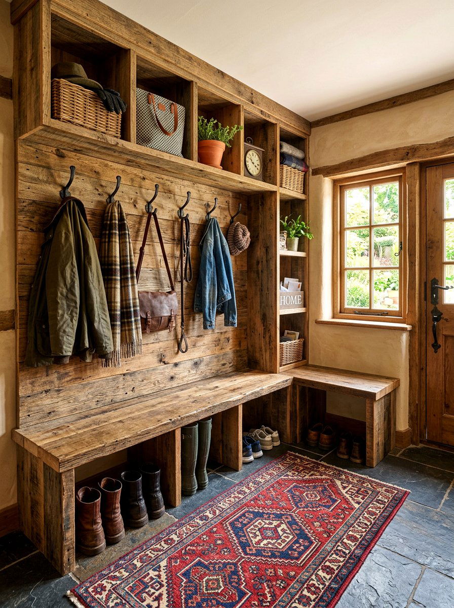 Mudroom with reclaimed wood - 30 earthy entryway ideas